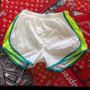 Nike Dri-FIT White Shorts with Neon Accents